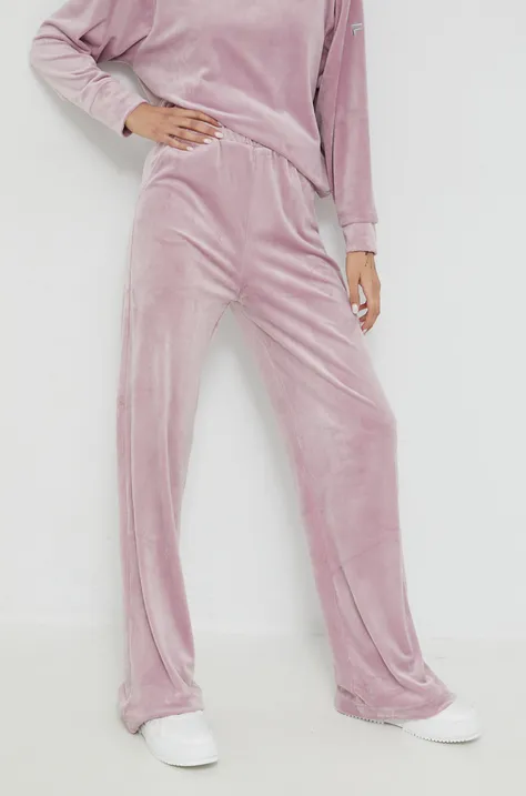 Спортивные штаны Fila женские цвет розовый однотонные