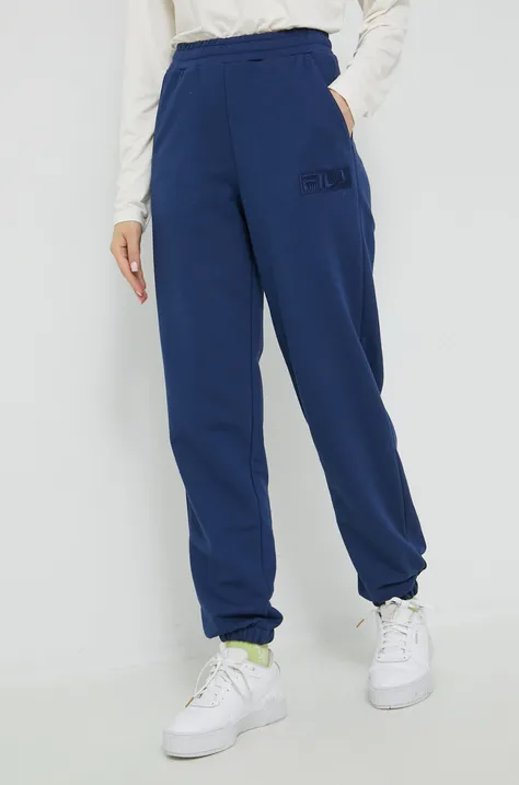 Спортивні штани Fila жіночі колір синій з аплікацією