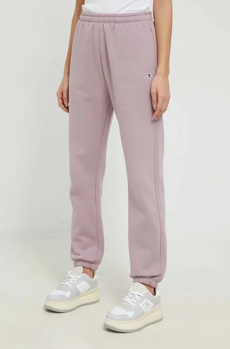 Champion spodnie dresowe damskie kolor fioletowy gładkie 115487-ASB