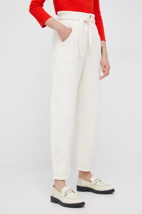 Kavbojke United Colors of Benetton ženski, bež barva,