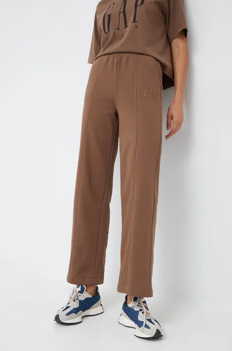 GAP spodnie dresowe damskie kolor brązowy gładkie