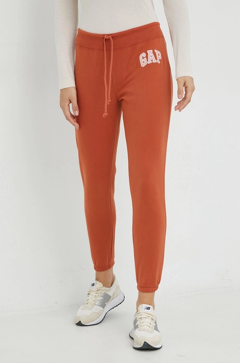 GAP pantaloni de trening femei, culoarea rosu, cu imprimeu