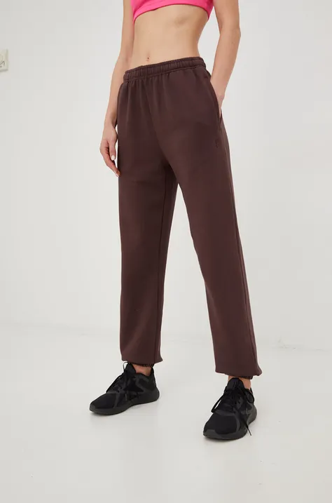 P.E Nation spodnie dresowe bawełniane damskie kolor brązowy gładkie