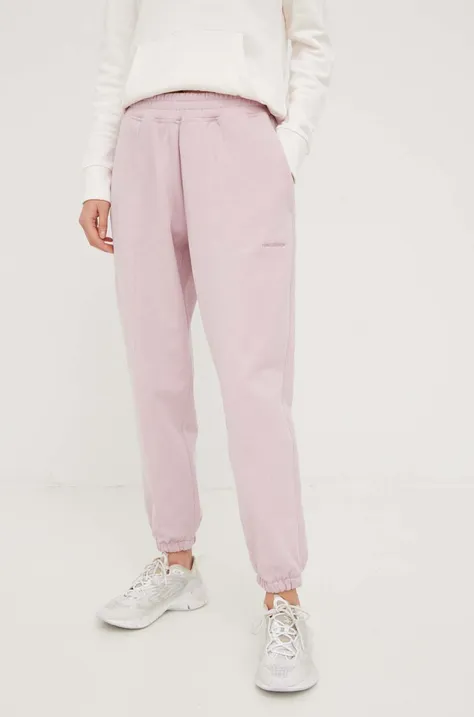 Памучен спортен панталон New Balance в розово с изчистен дизайн