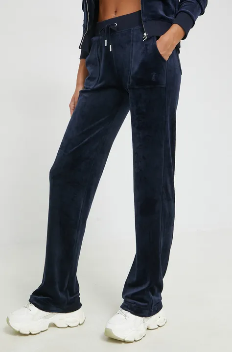 Juicy Couture pantaloni de trening femei, culoarea albastru marin, neted