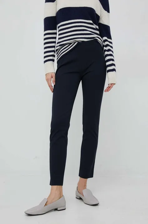 Lauren Ralph Lauren spodnie damskie kolor granatowy proste medium waist
