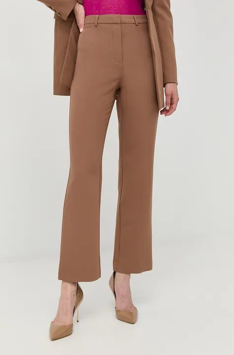 Kalhoty Bardot dámské, hnědá barva, jednoduché, high waist