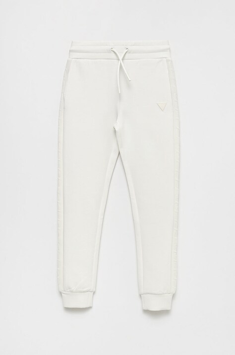 Otroški spodnji del trenirke Guess bela barva