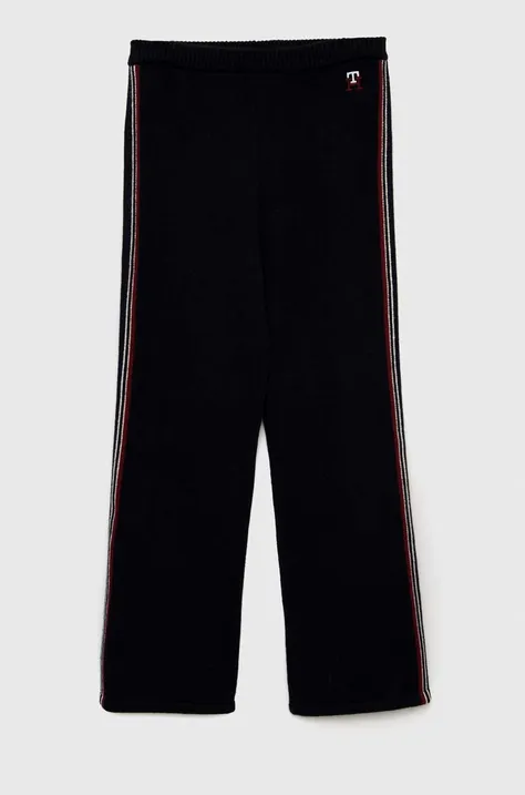 Dětské kalhoty Tommy Hilfiger tmavomodrá barva, s aplikací