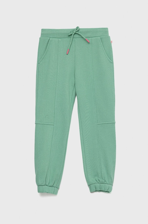 United Colors of Benetton pantaloni de trening din bumbac pentru copii culoarea turcoaz, neted