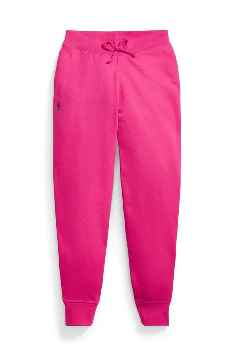 Polo Ralph Lauren spodnie dresowe dziecięce kolor różowy gładkie