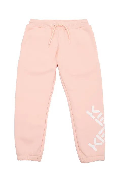 Kenzo Kids spodnie dresowe bawełniane dziecięce kolor różowy