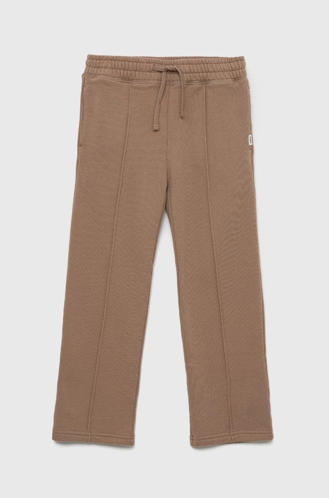 Abercrombie & Fitch pantaloni de trening pentru copii culoarea bej, neted