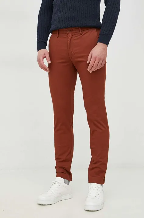 Tommy Hilfiger spodnie męskie kolor brązowy dopasowane