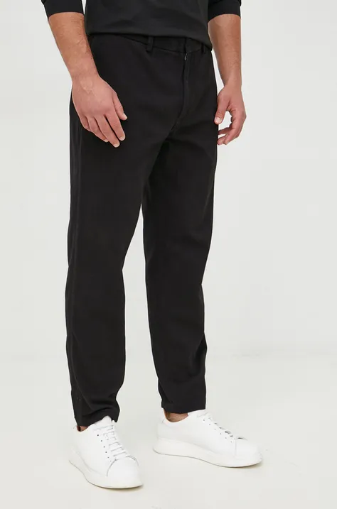 Emporio Armani spodnie bawełniane męskie kolor czarny proste