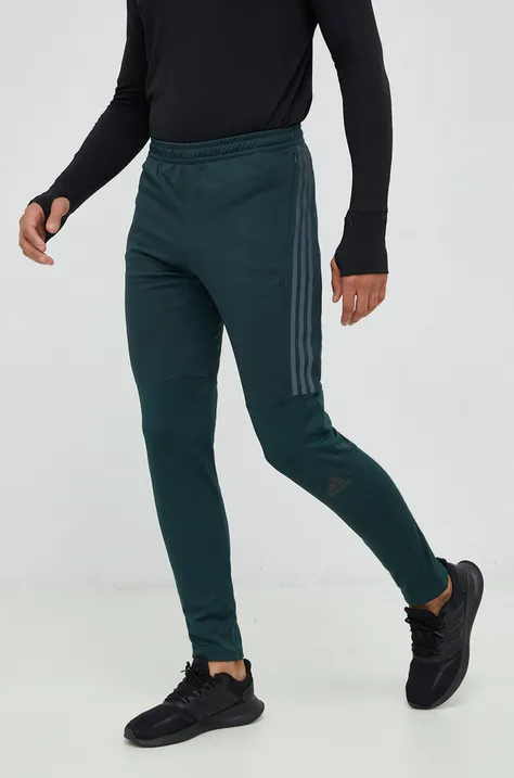 adidas Performance spodnie do biegania Run Icon męskie kolor zielony z nadrukiem