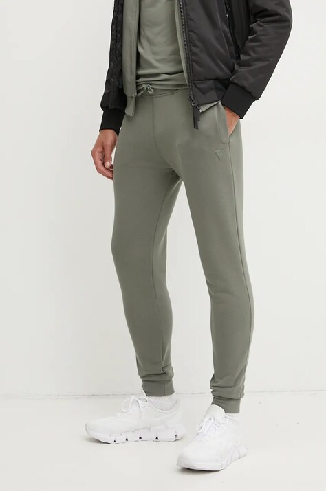 Guess pantaloni de trening culoarea verde, melanj