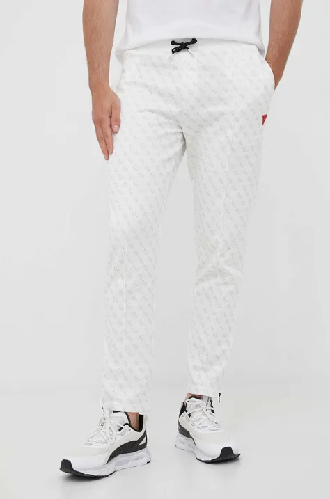 Guess spodnie dresowe kolor biały wzorzyste