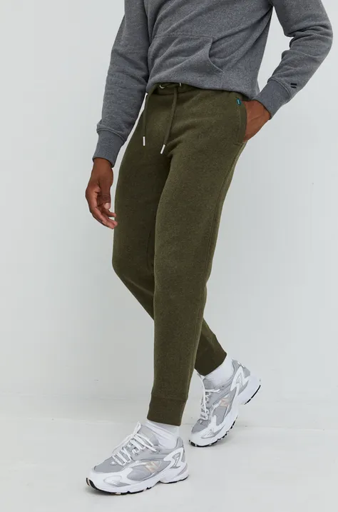 Superdry spodnie dresowe męskie kolor zielony gładkie
