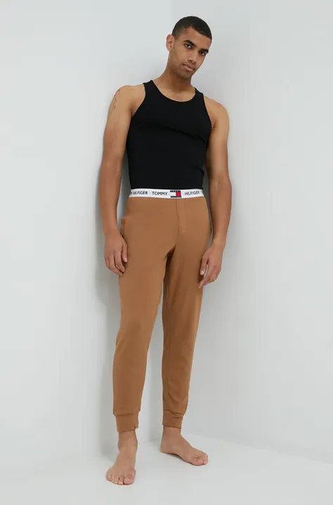 Παντελόνι πιτζάμας Tommy Hilfiger χρώμα: καφέ