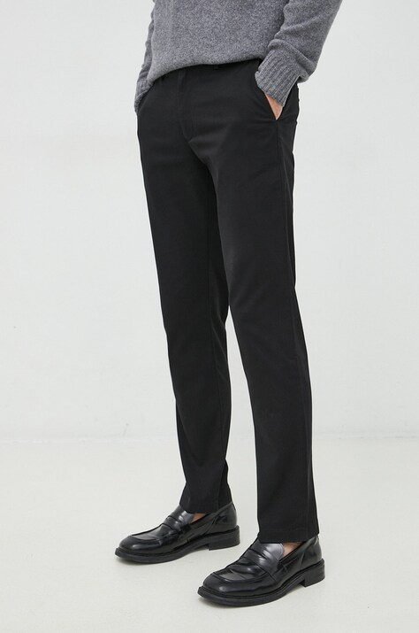 Tommy Hilfiger pantaloni barbati, culoarea negru, cu fason chinos