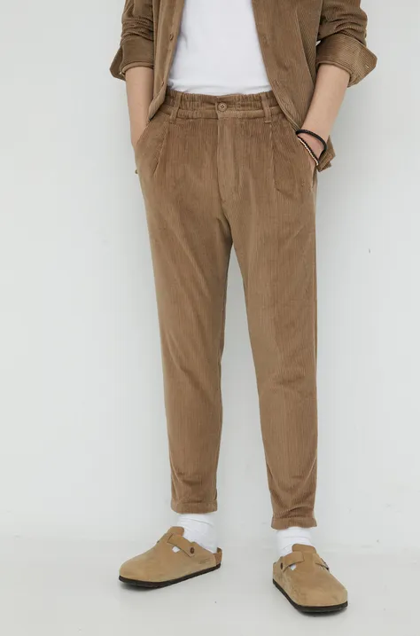 Drykorn spodnie męskie kolor brązowy proste