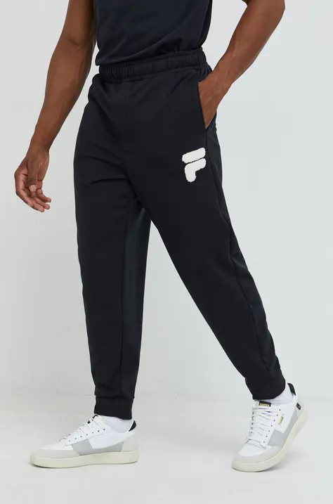 Спортивні штани Fila чоловічі колір чорний з аплікацією