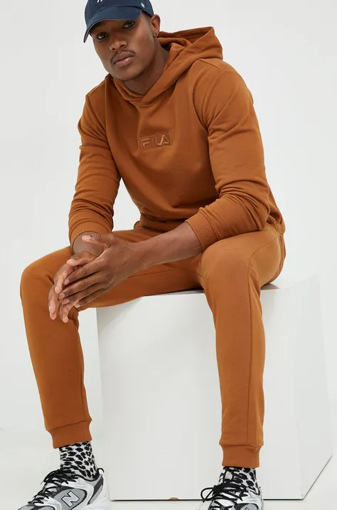 Fila spodnie dresowe męskie kolor brązowy z aplikacją