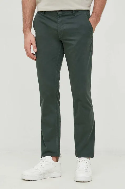 BOSS spodnie BOSS ORANGE męskie kolor zielony w fasonie chinos