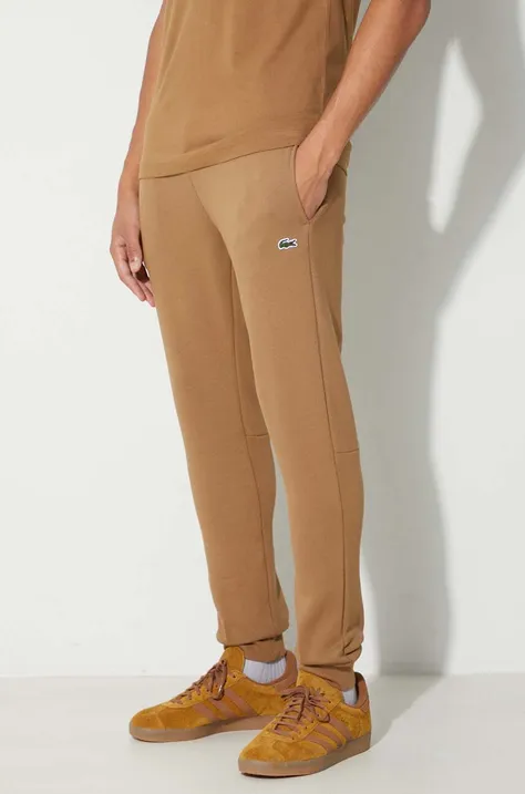Спортивні штани Lacoste чоловічі колір коричневий однотонні