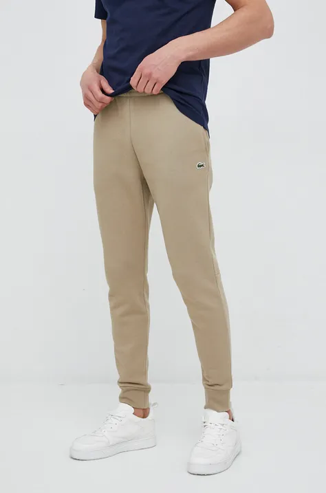 Lacoste spodnie dresowe męskie kolor brązowy gładkie XH9624-132