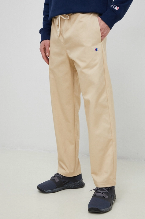 Champion pantaloni bărbați, culoarea bej, drept 216544-TTP