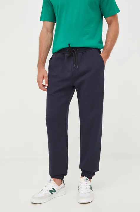 Sisley spodnie dresowe męskie kolor granatowy gładkie