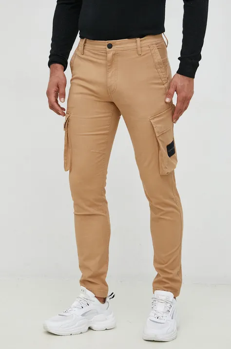Calvin Klein Jeans spodnie męskie kolor brązowy dopasowane