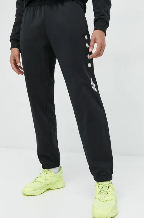 Хлопковые спортивные штаны adidas Originals мужские цвет чёрный с принтом