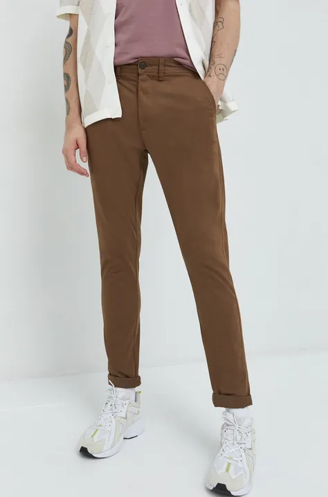 Solid spodnie męskie kolor brązowy proste