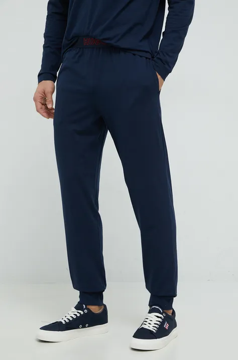 Піжамні штани HUGO чоловічі колір синій однотонна