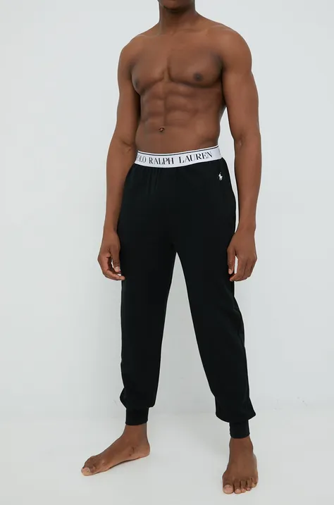 Пижамные брюки Polo Ralph Lauren мужские цвет чёрный однотонная