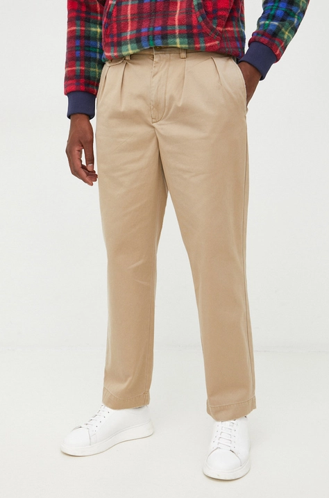 Polo Ralph Lauren pantaloni de bumbac bărbați, culoarea verde, cu fason chinos 710850000000