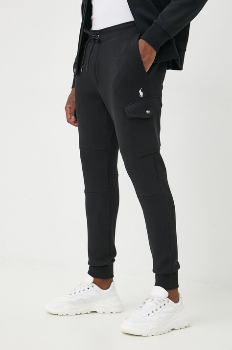 Polo Ralph Lauren pantaloni de trening barbati, culoarea negru, neted