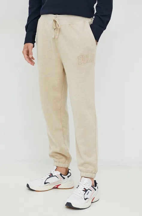 Polo Ralph Lauren pantaloni de trening barbati, culoarea bej, neted