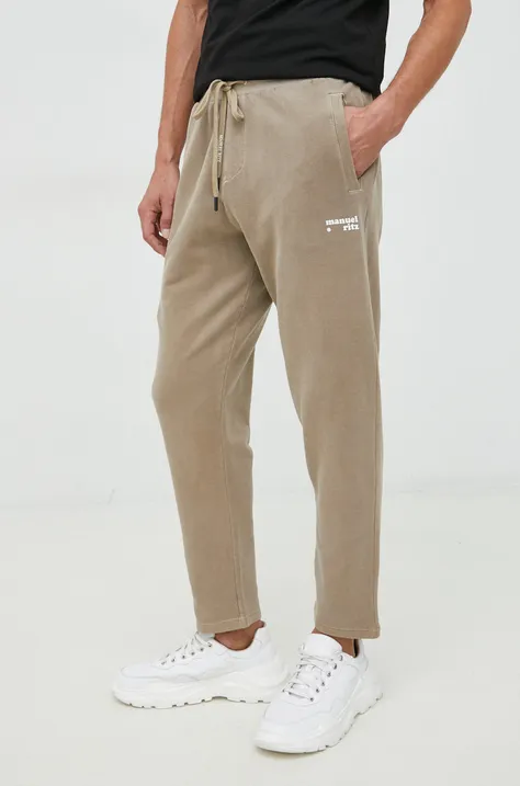 Manuel Ritz spodnie dresowe męskie kolor beżowy z nadrukiem