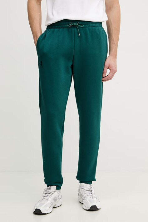 Under Armour spodnie dresowe męskie z bawełną Essential Fleece zielone regular waist 1373882