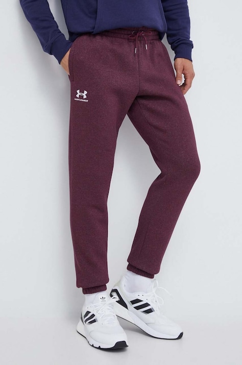 Under Armour pantaloni de trening culoarea bordo, neted