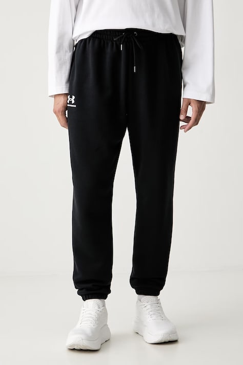 Under Armour pantaloni de trening pentru bărbați cu bumbac Essential Fleece negri regular waist 1373882