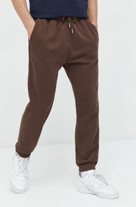 Abercrombie & Fitch spodnie dresowe męskie kolor brązowy gładkie