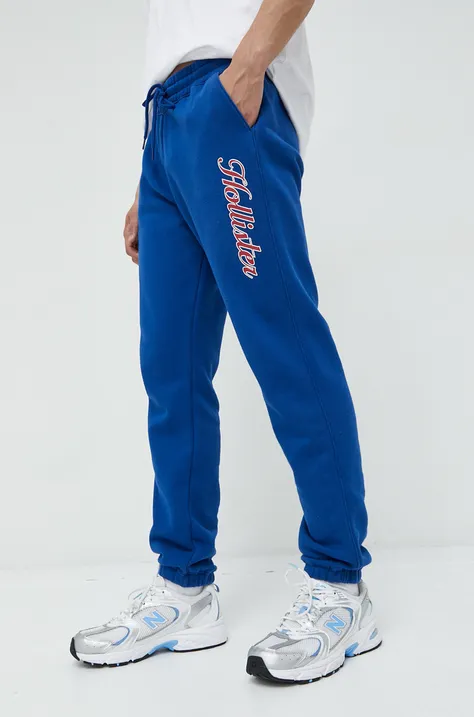 Hollister Co. spodnie dresowe męskie kolor niebieski z nadrukiem