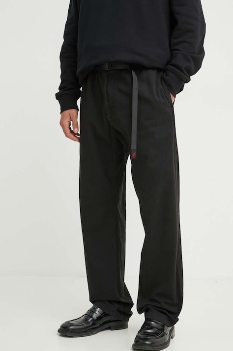 Gramicci pantaloni de bumbac Gramicci Pant culoarea negru, drept