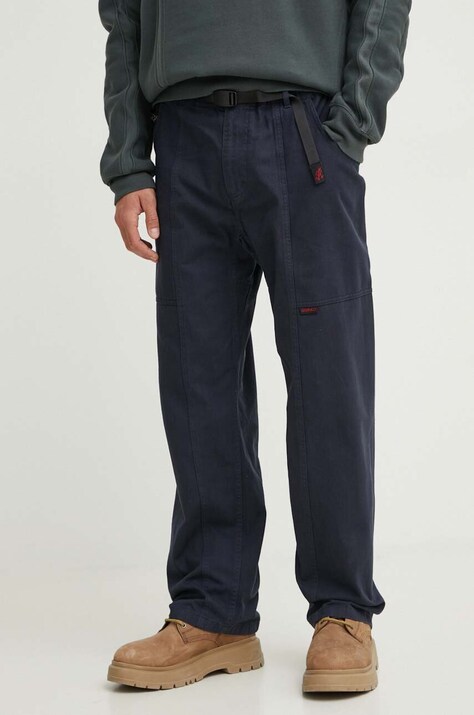 Gramicci pantaloni de bumbac culoarea bleumarin, drept