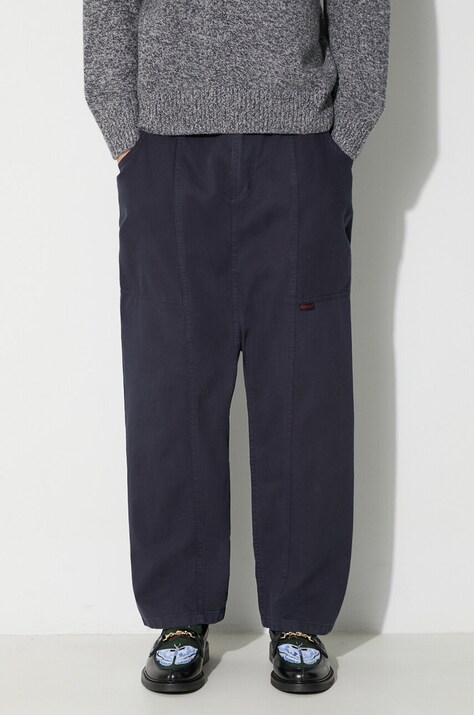 Gramicci pantaloni de bumbac culoarea bleumarin, drept